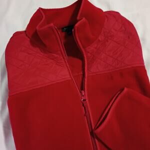Talbots X  Polar Fleece Jacket Quilted Full-Zip Red Easy Care High-Quality